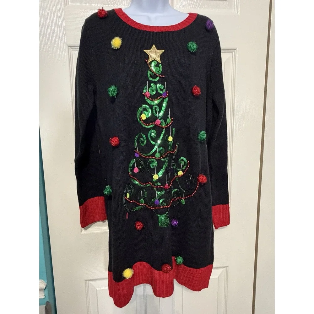 United States Sweaters Women's Multi‎ Color Christmas Sweater/ Dress Size Large